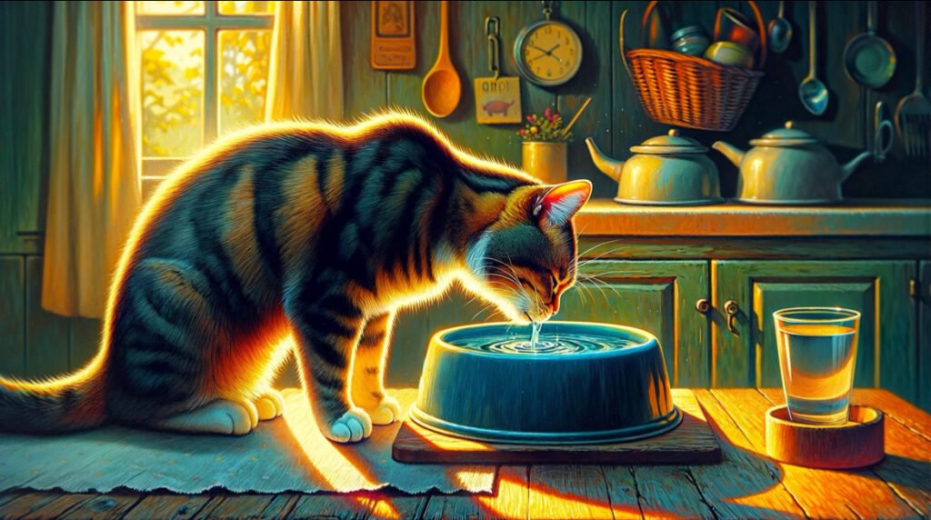 水を過剰摂取する猫