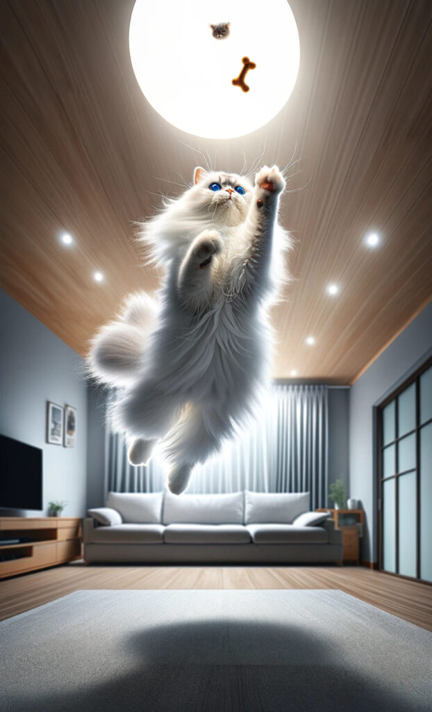 驚異的なジャンプ力を誇る猫

