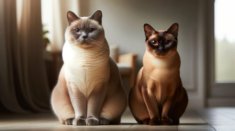 トンキニーズ（左）とビルマ猫（右）